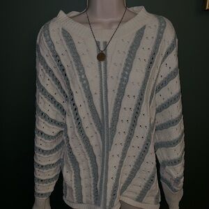 Maurices Textured Striped Sweater - White and Gray